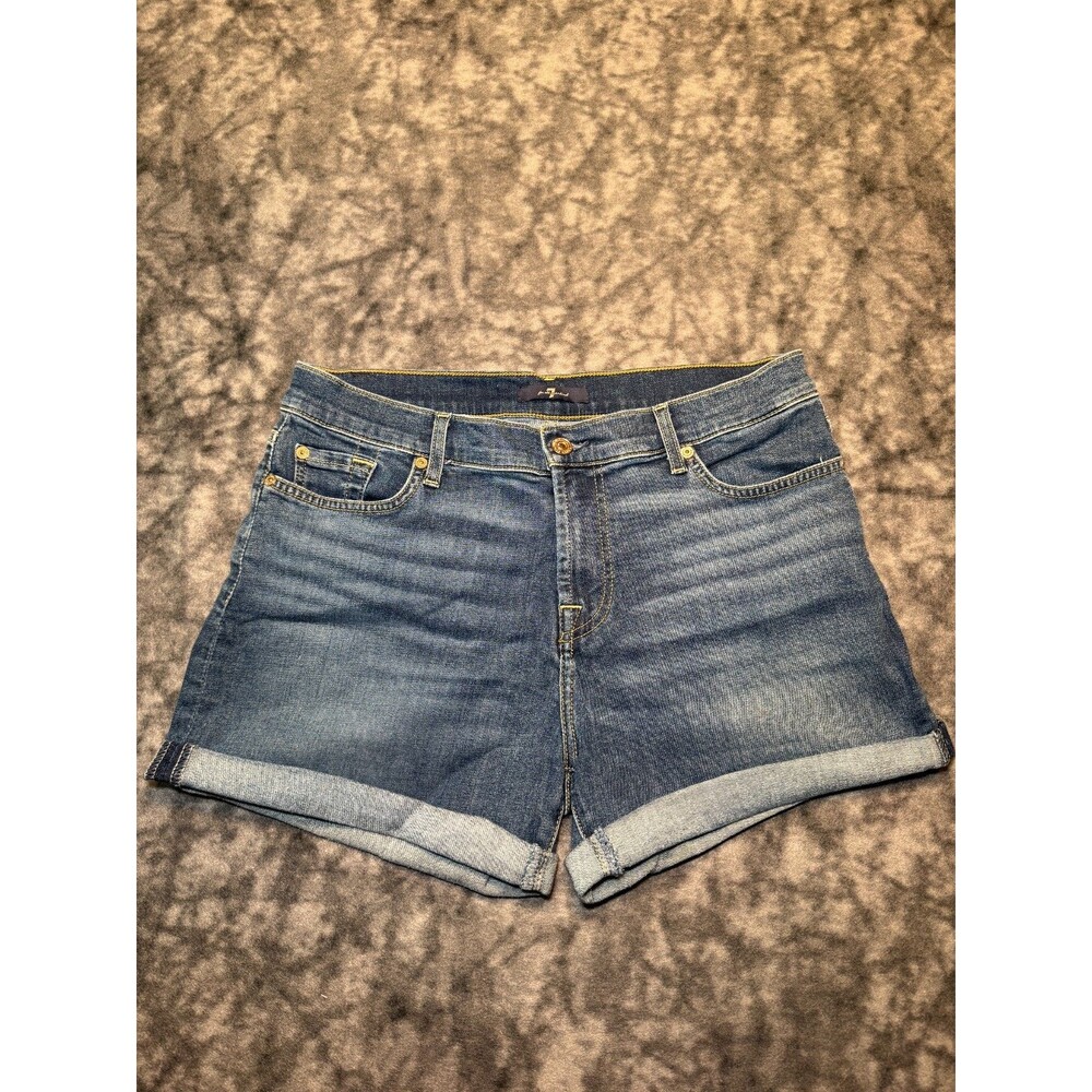 7 for all mankind jean shorts women's 30 denim summer casual medium dark wash